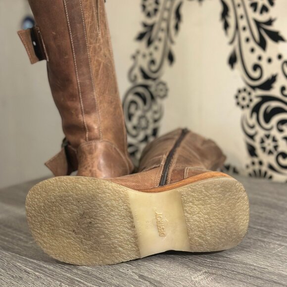 Destroy Spain Brown Leather Wedge Buckle Boots – Distressed Vintage Style - Picture 6 of 6